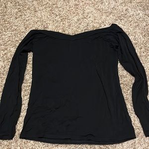 Off shoulder black long sleeve shirt